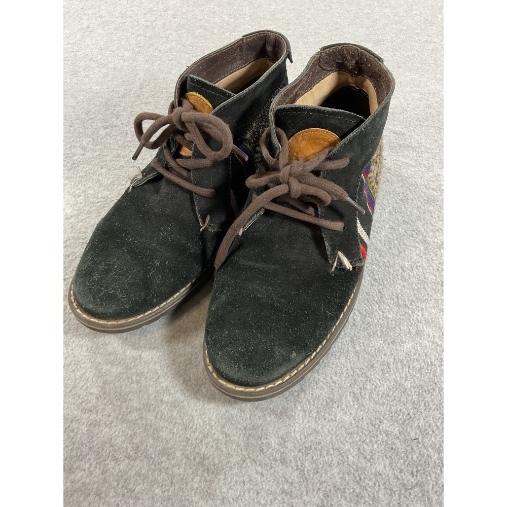 Inkkas Worldwear Black Suede Woven Textile Chukka Boots Mens 6 Womens 8